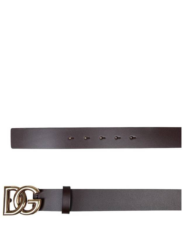 Men's DG Buckle Leather Belt Brown - DOLCE&GABBANA - BALAAN 3