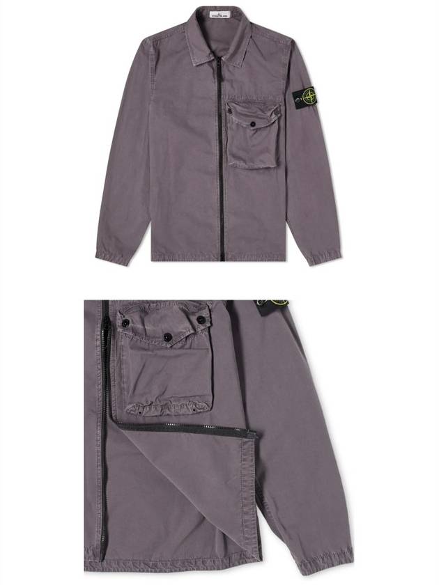 Men's Old Effect Overshirt Zip-Up Jacket Purple - STONE ISLAND - BALAAN 5
