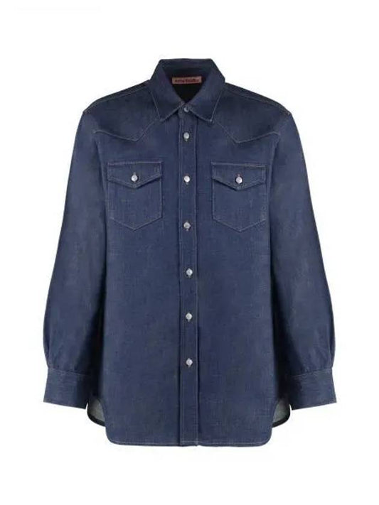 Button Up Denim Long Sleeve Shirt Blue - ACNE STUDIOS - BALAAN 2