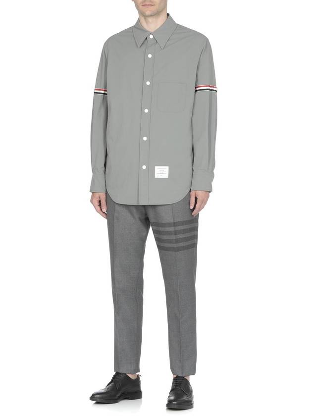 Three Stripes Armband Nylon Long Sleeve Shirt Grey - THOM BROWNE - BALAAN 4