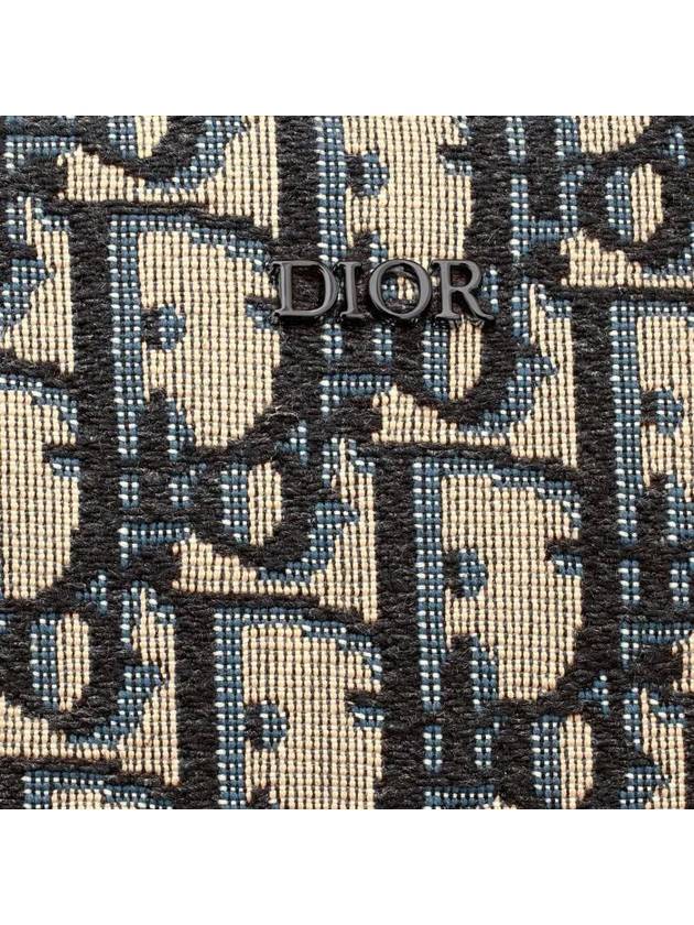 Oblique Zipper Jacquard A4 Pouch Clutch Bag Black Beige - DIOR - BALAAN 5