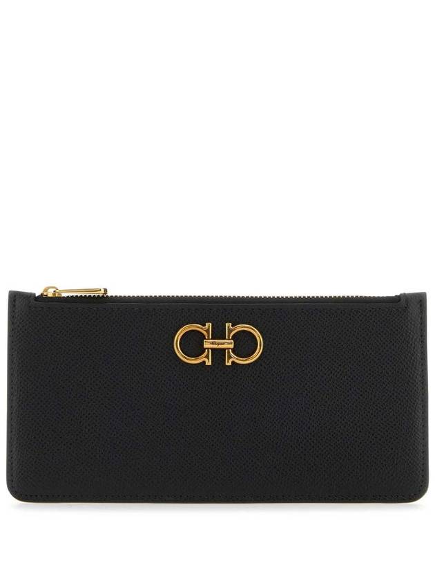 Gancini Calfskin Card Wallet Black - SALVATORE FERRAGAMO - BALAAN 2