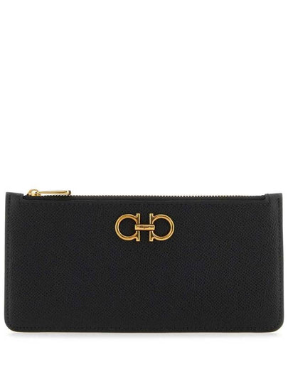 Gancini Calfskin Card Wallet Black - SALVATORE FERRAGAMO - BALAAN 2