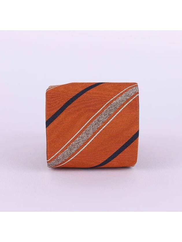 Striped Silk Tie Orange - BRUNELLO CUCINELLI - BALAAN 4