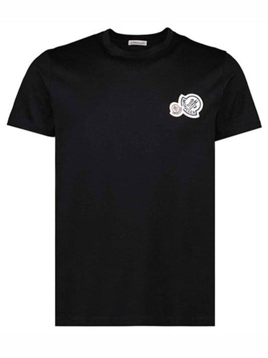 Double Logo Short Sleeve T-Shirt Black - MONCLER - BALAAN 2