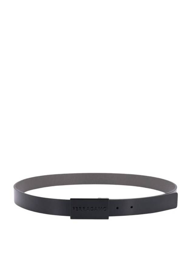 Men's Logo Square Leather Belt Black - SALVATORE FERRAGAMO - BALAAN 1