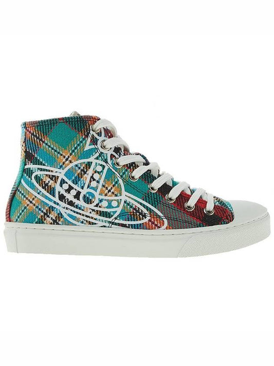 Women's Logo Check Plimsoll High Top Sneakers - VIVIENNE WESTWOOD - BALAAN 1