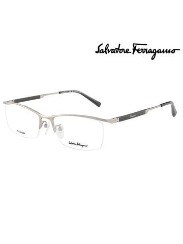 Eyewear Logo Rectangular Titanium Eyeglasses Silver - SALVATORE FERRAGAMO - BALAAN 1