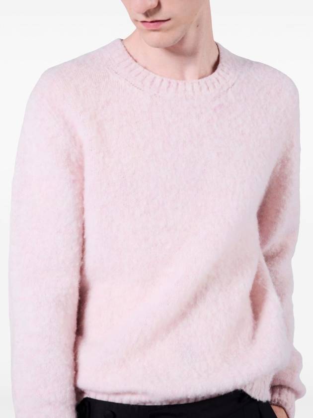 Shetland wool crewneck knit top alabaster pink - PRADA - BALAAN 6