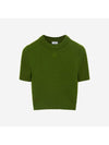 Cashmere Crop Knit Top Forest Green - LOEWE - BALAAN 1