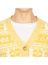 Intarsia Logo Wool V-Neck Cardigan Yellow - GANNI - BALAAN 9