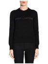 Women's Logo Embroidered Knit Top Black - SAINT LAURENT - BALAAN 3