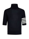 Fine Merino 4 Bar Relaxed Short Sleeve Turtleneck Navy - THOM BROWNE - BALAAN 2