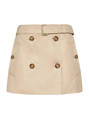 WoMen's Cotton Gabardine Mini Trench A-Line Skirt Beige - BURBERRY - BALAAN 1