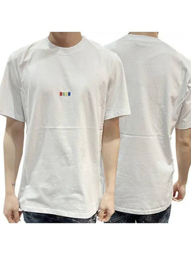 Color embroidery logo short sleeve t shirt optical white 16854012 271641 1095749 - MSGM - BALAAN 1