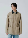 MEN leather collar hunting jacket beige - PINBLACK - BALAAN 2