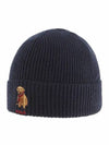 Golden Retriever Embroidery Wool Beanie Navy - POLO RALPH LAUREN - BALAAN 1