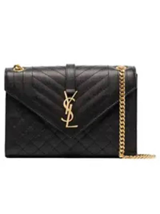 Envelope Medium Shoulder Bag In Mix Matelasse Lambskin Black - SAINT LAURENT - BALAAN 1