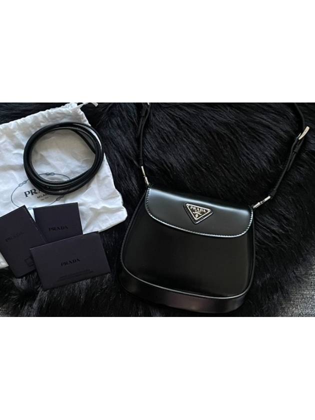 Cleo Brushed Leather Mini Shoulder Bag Black - PRADA - BALAAN 7