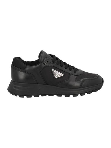 Leather Re-Nylon High Top Sneakers Black - PRADA - BALAAN 1