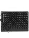 Intrecciato Brushed Strap Clutch Bag Black - BOTTEGA VENETA - BALAAN 2