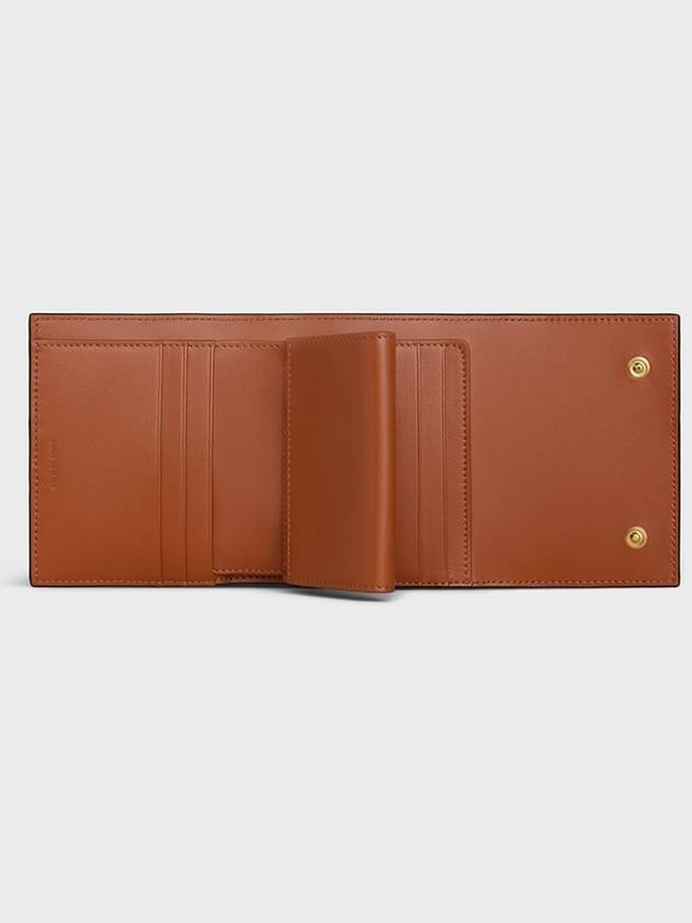 Triomphe Canvas Lambskin Trifold Small Half Wallet Tan - CELINE - BALAAN 5