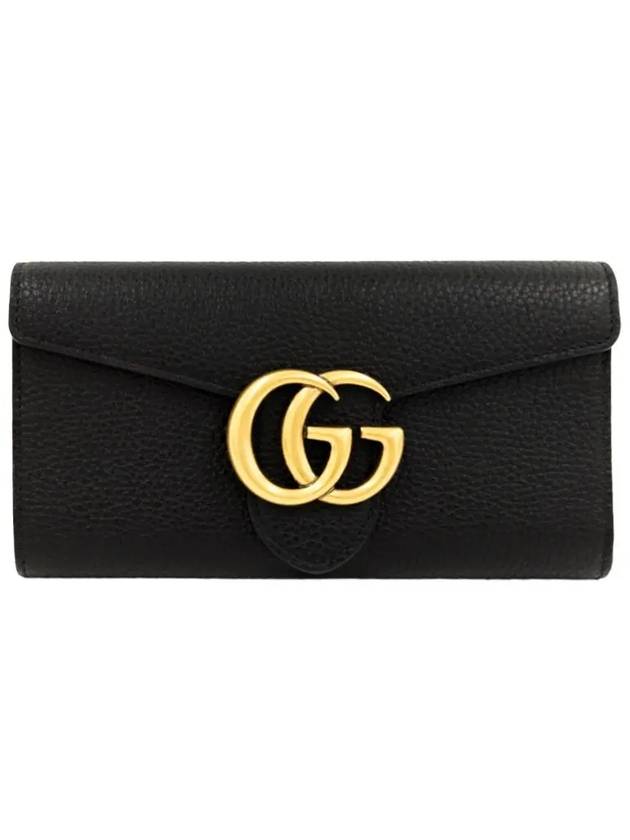 GG Logo Marmont Flap Long Wallet Black - GUCCI - BALAAN 1