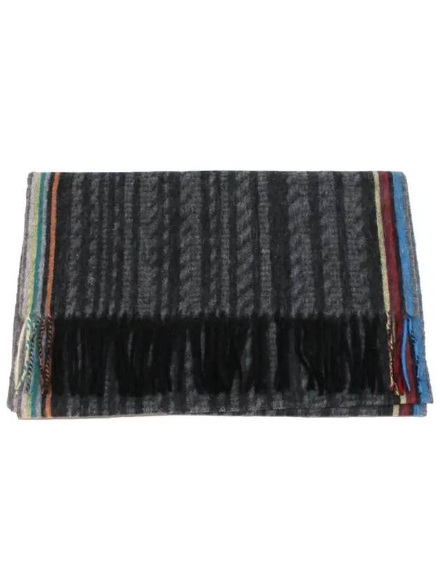 Striped Fringe Scarf Grey - PAUL SMITH - BALAAN 3