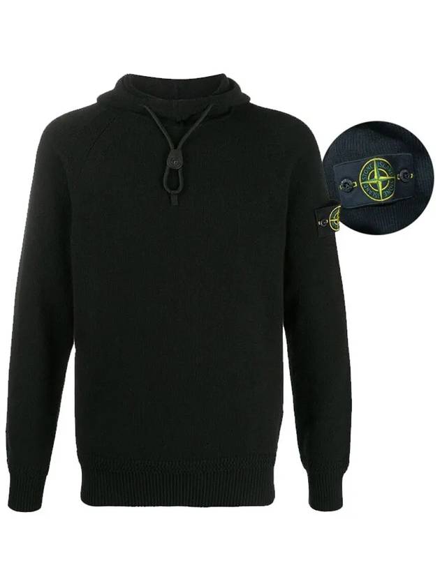 Wappen Hooded Knit Top Black - STONE ISLAND - BALAAN 3