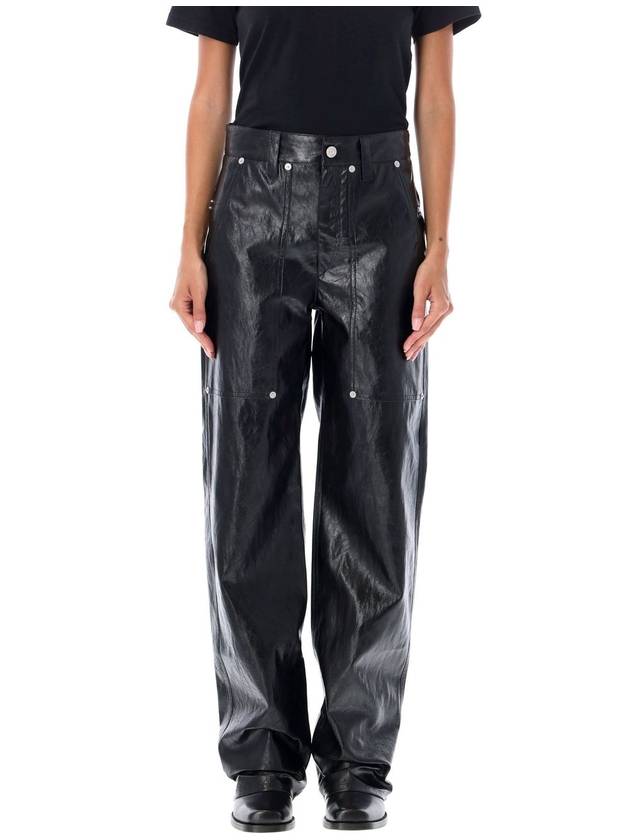 Ariete leather straight pants black - ISABEL MARANT ETOILE - BALAAN 2