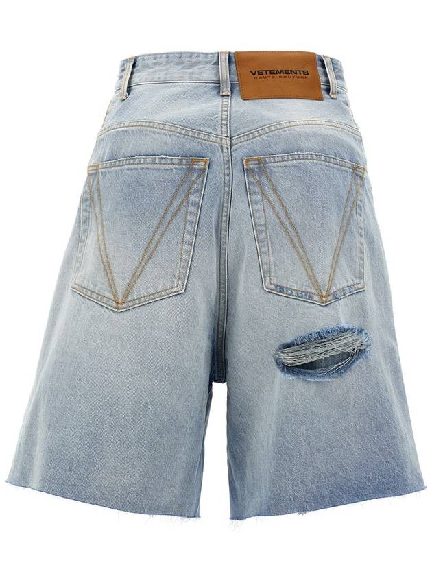 Destroyed Baggy Bermuda Shorts Blue - VETEMENTS - BALAAN 3