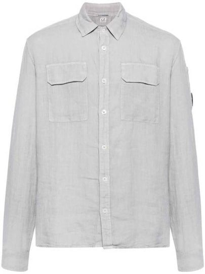 Linen Pocket Long Sleeve Shirt Grey - CP COMPANY - BALAAN 2