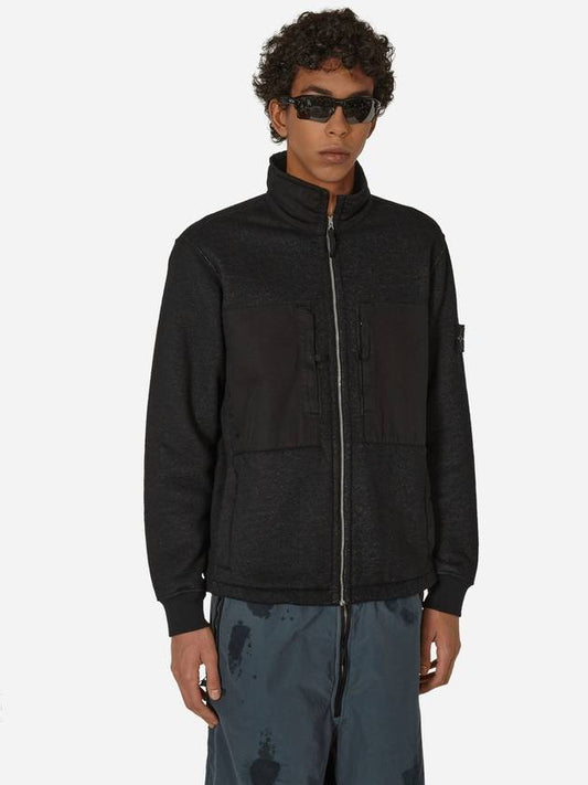 Wappen Patch Cotton Zip Up Jacket Black - STONE ISLAND - BALAAN 2