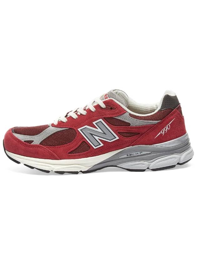 990 V3 Leather Mesh Low Top Sneakers Red - NEW BALANCE - BALAAN 3