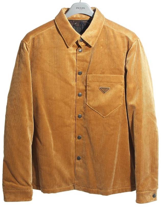 Triangle Logo Corduroy Velvet Shirt Jacket Beige SC554M 144R F0346 - PRADA - BALAAN 2