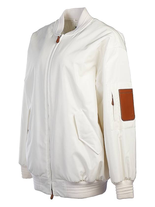 Sleeve Pocket Zipper Linen Bomber Jacket White - LORO PIANA - BALAAN 3