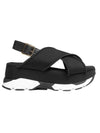 Technical Fabric Cross Wedge Sandals Black - MARNI - BALAAN 1