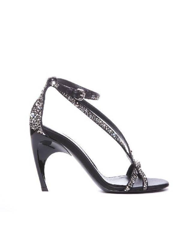 Twisted Armadillo Crystal Sandal Heels Black - ALEXANDER MCQUEEN - BALAAN 2