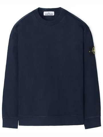 Wappen Patch Garment Dyed Heavy Cotton Sweatshirt Navy - STONE ISLAND - BALAAN 1