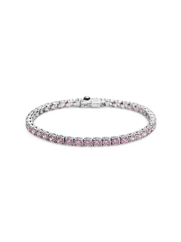 Matrix Round Zirconia Tennis Bracelet Silver Pink - SWAROVSKI - BALAAN 2