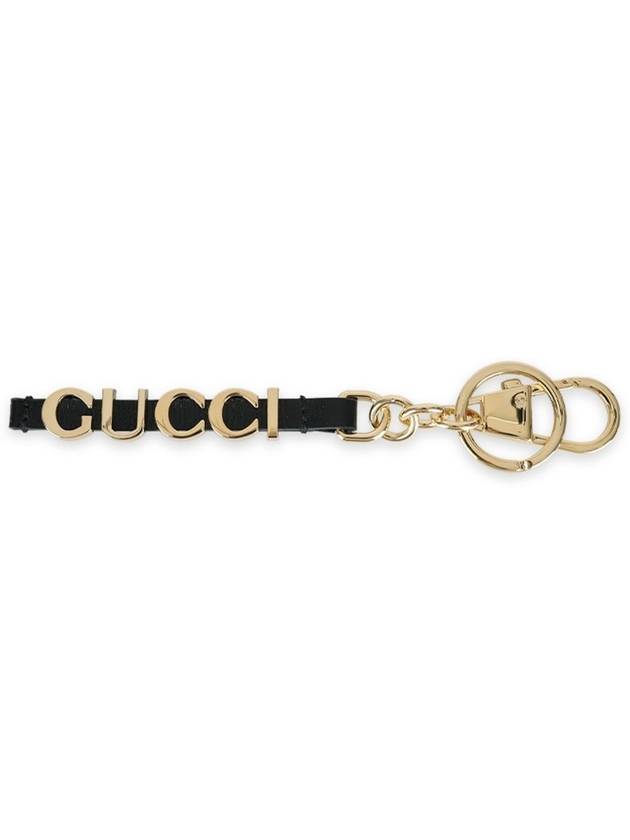 Women's Lettering Logo Strap Keyring Black Gold - GUCCI - BALAAN 1