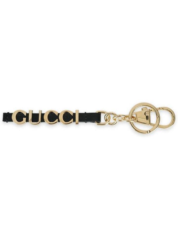 Women's Lettering Logo Strap Keyring Black Gold - GUCCI - BALAAN 1