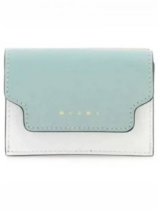 Saffiano Color Block Tri-Fold Half Wallet Blue - MARNI - BALAAN 2