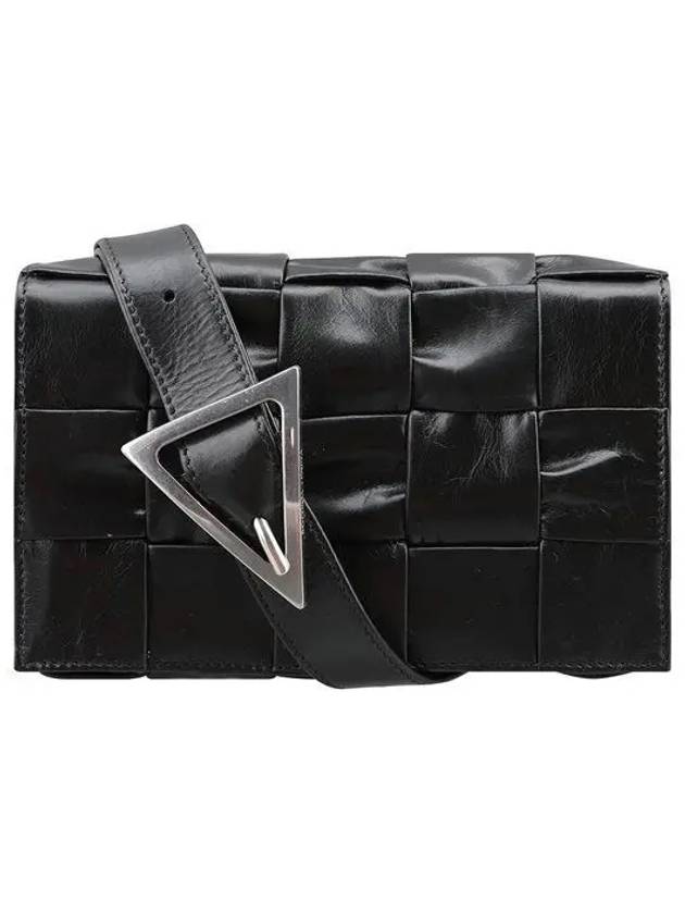 Cassette Intrecciato Small Leather Cross Bag Black - BOTTEGA VENETA - BALAAN 2