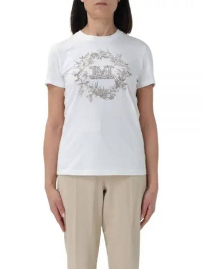 Women's Elmo Logo Detail Short Sleeve T-Shirt White - MAX MARA - BALAAN 2