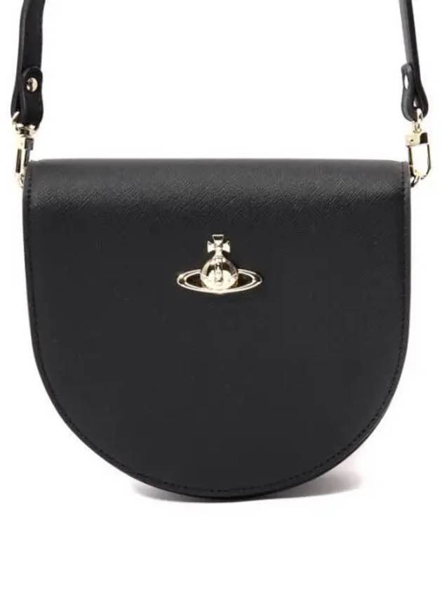 Women's Gold Logo Cross Saddle Bag Black - VIVIENNE WESTWOOD - BALAAN 2