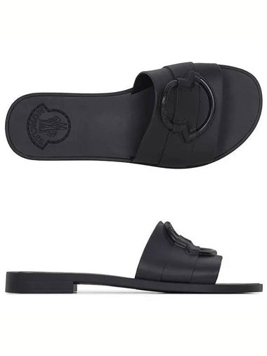 Black Mon Embossed Logo Slide Sandals 4C00130 M4095 999 1210335 - MONCLER - BALAAN 1