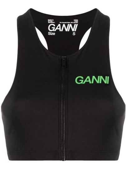 Active Racerback Zipper Sleeveless Black - GANNI - BALAAN 2