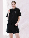 SET Women Hank Logo Half Zipup TEE Shorts Setup Black - MACASITE - BALAAN 5