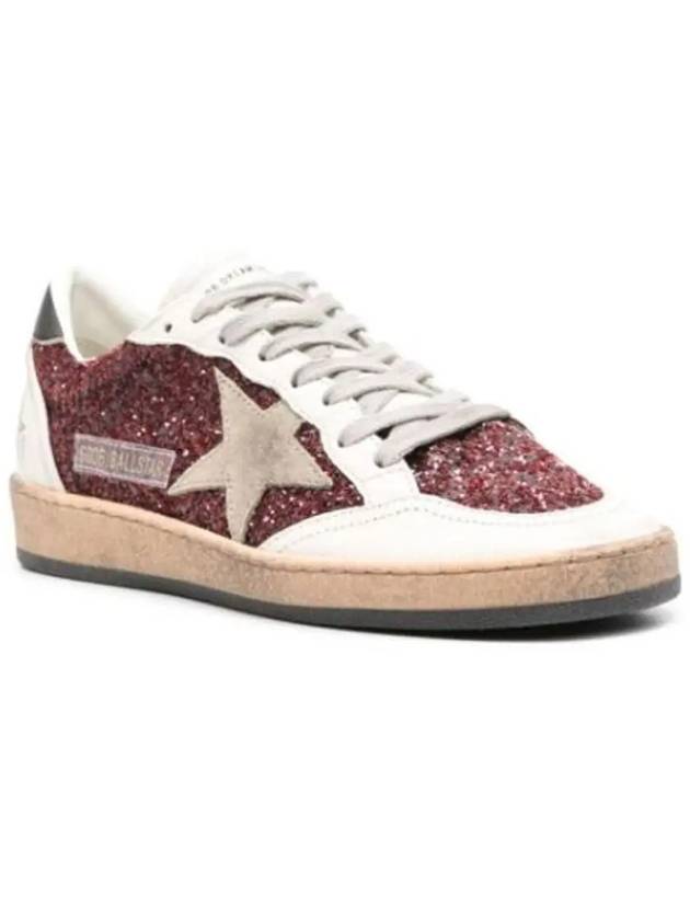 Ball Star Bordeaux Glitter Low Top Sneakers Red - GOLDEN GOOSE - BALAAN 3